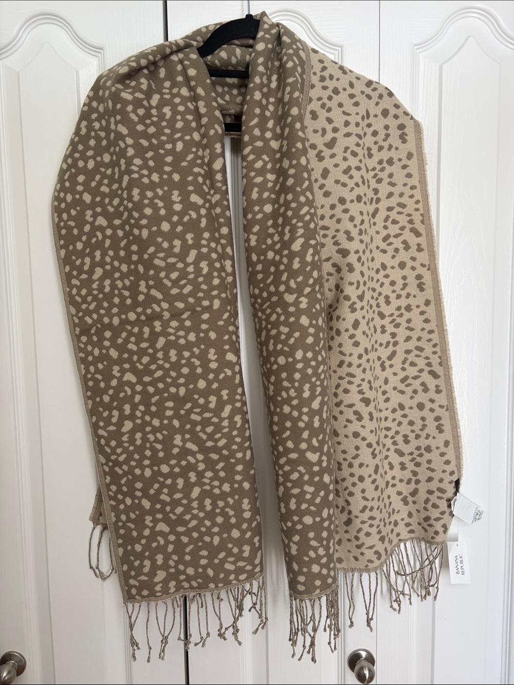 Banana Republic Reversible Cheetah Animal Print Fringe Scarf NWT